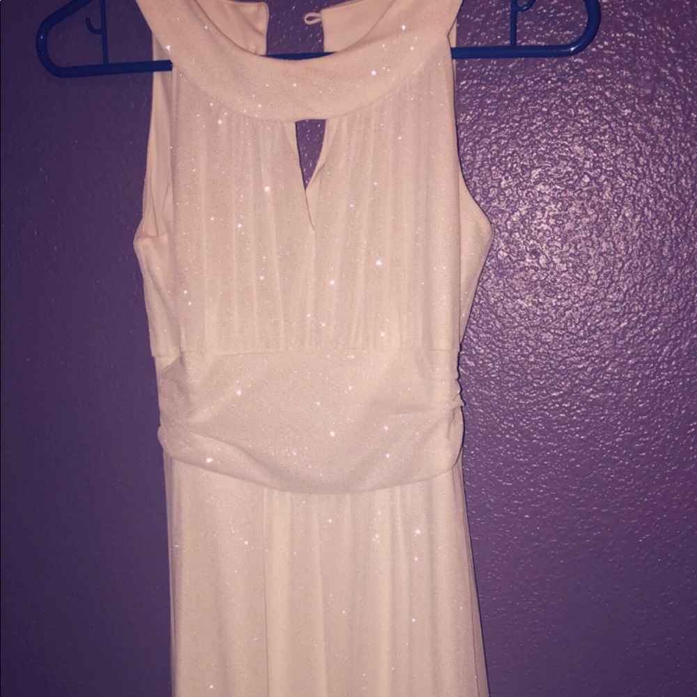 Long glittery white dress